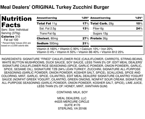 Turkey Zucchini Burger - Meal Dealers