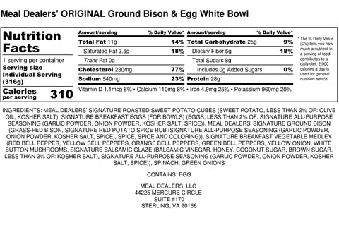 Egg White Bison Bowl - Meal Dealers
