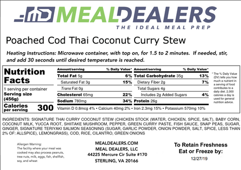 Poached Cod Thai Coconut Curry Stew - Meal Dealers